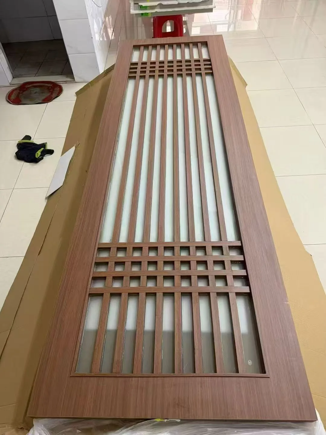 Door with a slatted design